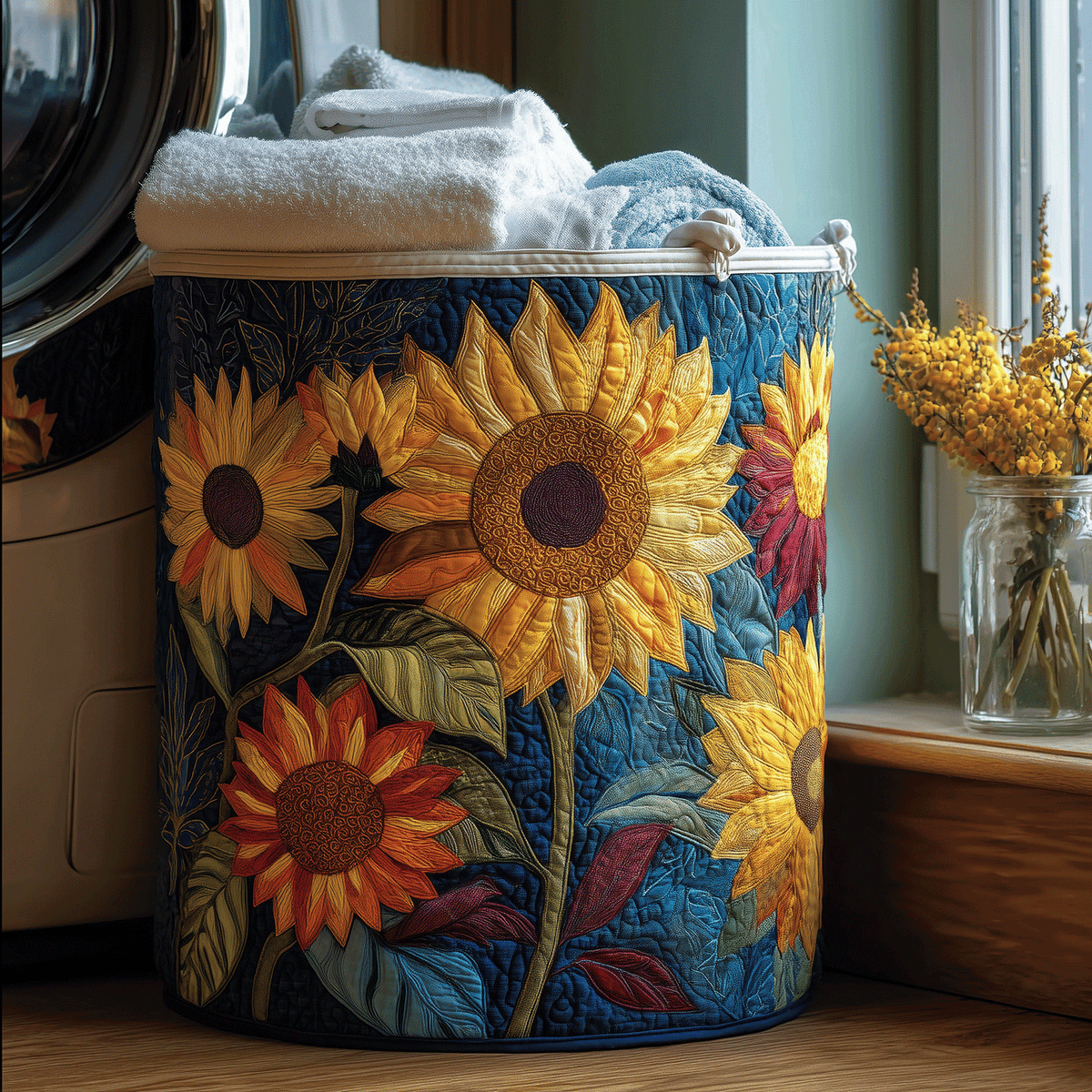 Cesto de Roupa Floral Solar