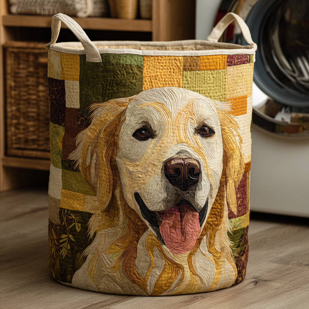 Cesto de Roupa Golden Retriever Feliz