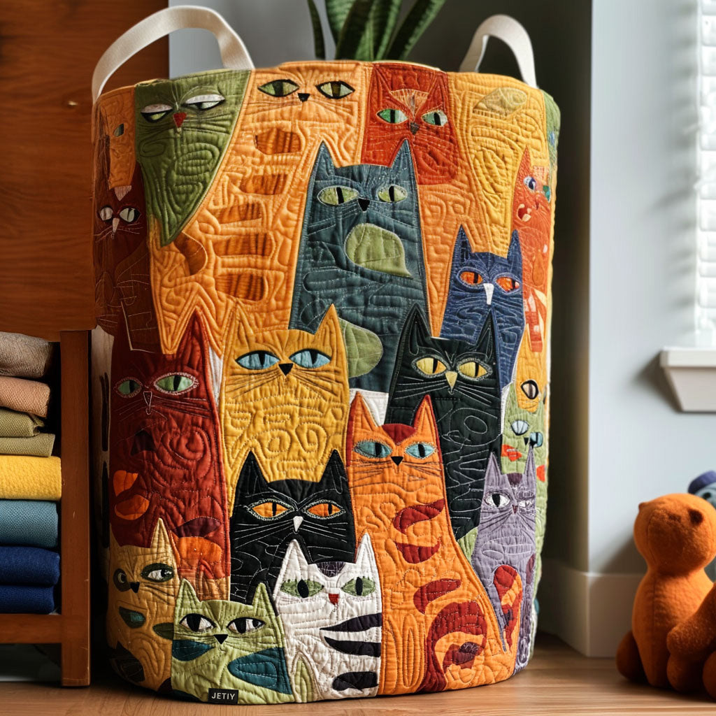 Cesto de Roupa Gatos Coloridos